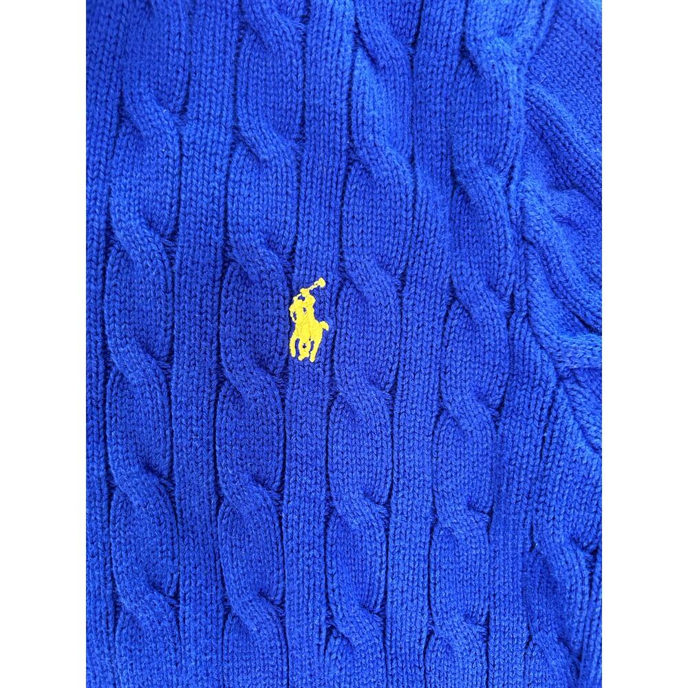 Polo Ralph Lauren Boy's XL Blue Knit Quarter Zip Sweater with Yellow Stripes XC! - Picture 7 of 8